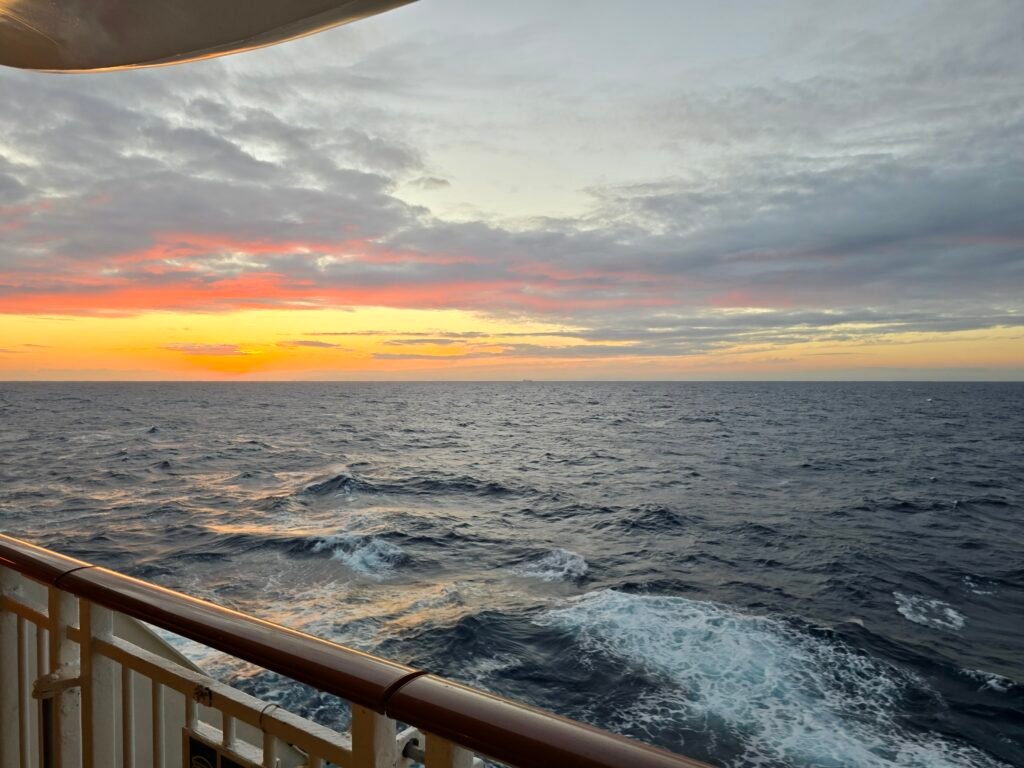 Sunset during day at sea