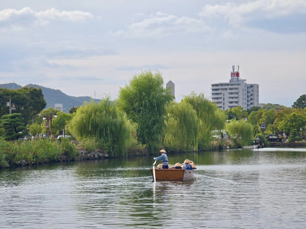 Boating next to Himeji Castle